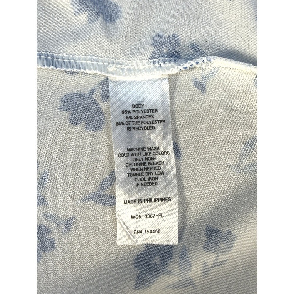 41 Hawthorn Blouse Womens 2X White Blue Floral Flutter Sleeve Keyhole Back Top - Picture 5 of 7